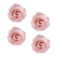 Figuras de açúcar com rosas cor-de-rosa de 4 cm - Dekora - 36 unidades