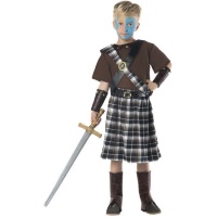 Fato de guerreiro castanho escocês para crianças