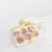 Caixa transparente para 6 cupcakes com laço