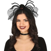 Diadema com aranha preta e laço