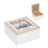 Caixa com porta fotos Mãe de 20 x 20 x 10 cm