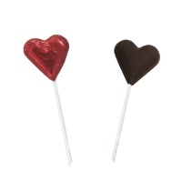 Chupa-chupa de chocolate com coração vermelho metálico - 1 unidade