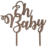 Topper de madeira Oh Baby de 21,5 x 21 cm - Artis decor