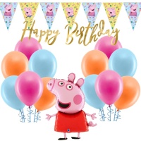 Pacote de decorações para festas Peppa Pig - 32 peças