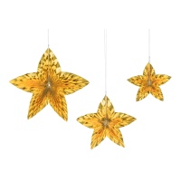 Pendentes estrela dourada - 3 unidades