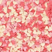 Mini corações brancos, vermelhos e rosa salpicam 60 g - FunCakes
