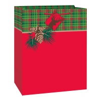 Saco de presente de Natal vermelho com 33 x 26,5 x 14 cm