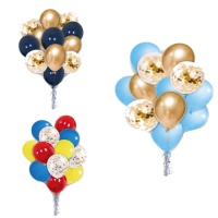 Bouquet de balões de latex metalizados com confettis de 30 cm - 13 unidades