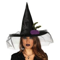 Chapéu de bruxa com véu