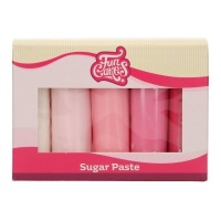 Conjunto de 5 cores de pasta de açúcar paleta cor-de-rosa 500 gr - FunCakes