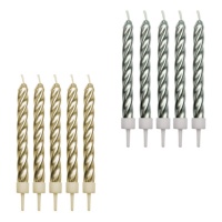 Velas encaracoladas de cor metalizada 6.2cm - PME - 10 peças