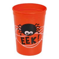 Copo laranja de Halloween com aranha 11 cm