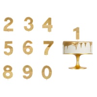 Vela de número dourada com purpúrina de 7 cm