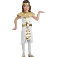 Fato egípcio dourado e branco para rapariga