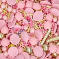 Salpicos de glamour rosa e dourado 65 g - FunCakes