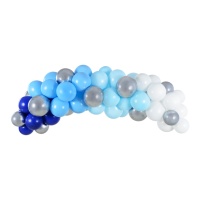 Grinalda de balões azul, branca e prateada 2m - PartyDeco - 61 unid.