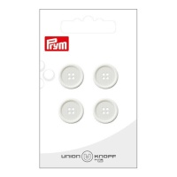 Botões brancos com rebordo de 1,5 cm com quatro furos - Prym - 4 unid.