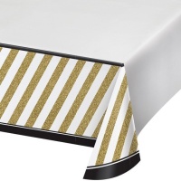 Toalha de mesa de aniversário dourada - 1,37 x 2,59 m