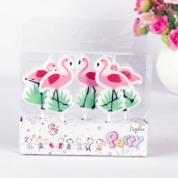 Velas flamingo 3 x 5 cm - 6 unidades