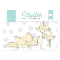 Aglomerado de barcos com livro e moinhos de vento - Artis decor - 3 unidades
