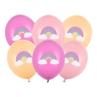 Balões de látex arco-íris 30 cm - 6 unid.