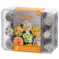 Conjunto de bicos russos em aço inoxidável nº 2 - Decora - 12 unid.