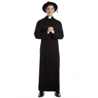 Traje de sacerdote com chapéu para adulto
