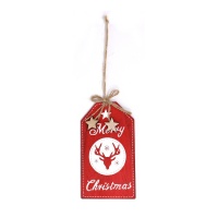 Pendente com mensagem de Feliz Natal em madeira 15 cm