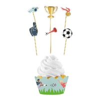 Conjunto de wrappers e picks de futebol - 6 unidades