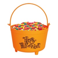 Caldeirão Happy Halloween cor de laranja de 30 cm