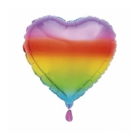 Balão de coração metálico arco-íris 45,7 cm - Unique