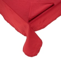 Toalha de mesa de pano vermelho com ponto hems de 1,50 x 1,50 m com 4 guardanapos
