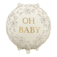 Balão Oh Baby floral de 35 x 35 cm