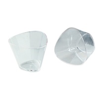 Copos de plástico transparente de forma triangular 4,7 x 8,5 x 6,5 cm - Dekora - 100 unidades