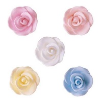 Rosas coloridas figuras de açúcar 3 cm - Dekora - 76 unidades