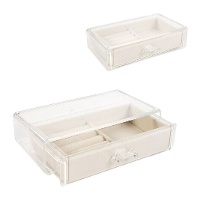 Porta-jóias transparente em gaveta de 19 x 11,2 x 5,2 cm