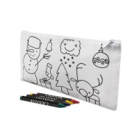 Caixa de Natal com lápis de cera coloridos