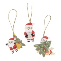 Pendentes de Papai Noel alegre - 3 unidades