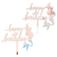 Topo de bolo Happy Bithday Sea Mermaid - 1 unid.