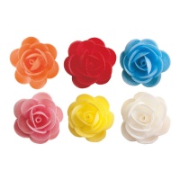 Folha de hóstia de flores de rosa sortidas de 4,5 cm - Dekora - 50 unidades