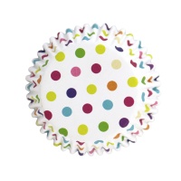 Cápsulas de cupcake branco com pontos de polca multicolor - PME - 30 pcs.