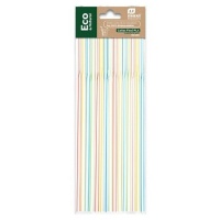 Canudos de 21 cm de plástico biodegradável listrados e flexíveis - Honest Green - 50 unidades