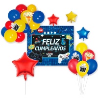 Kit de balões com cartaz de Vídeo Games - 22 unidades