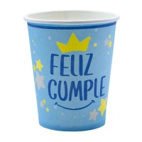 Copos Happy Birthday azul 9 x 8 cm - 10 unidades