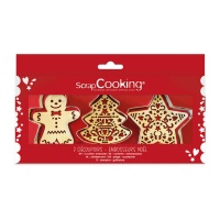 Cortadores de Natal com carimbo - Scrapcooking - 3 unidades