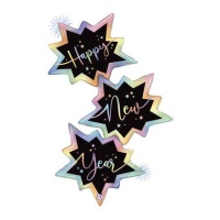 Feliz Ano Novo trio de estrelas holográficas 1,07 x 0,75 m - Grabo