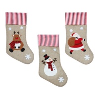 Meia de Natal com desenhos sortidos 50cm - 1 unid.
