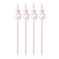 Palhinhas de papel de duche nupcial com anel - 8 pcs.