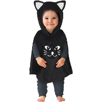 Poncho preto de gato para bebê