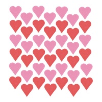 Figuras de folha de hóstia de corações em rosa e vermelho de 2 cm - Dekora - 495 unidades